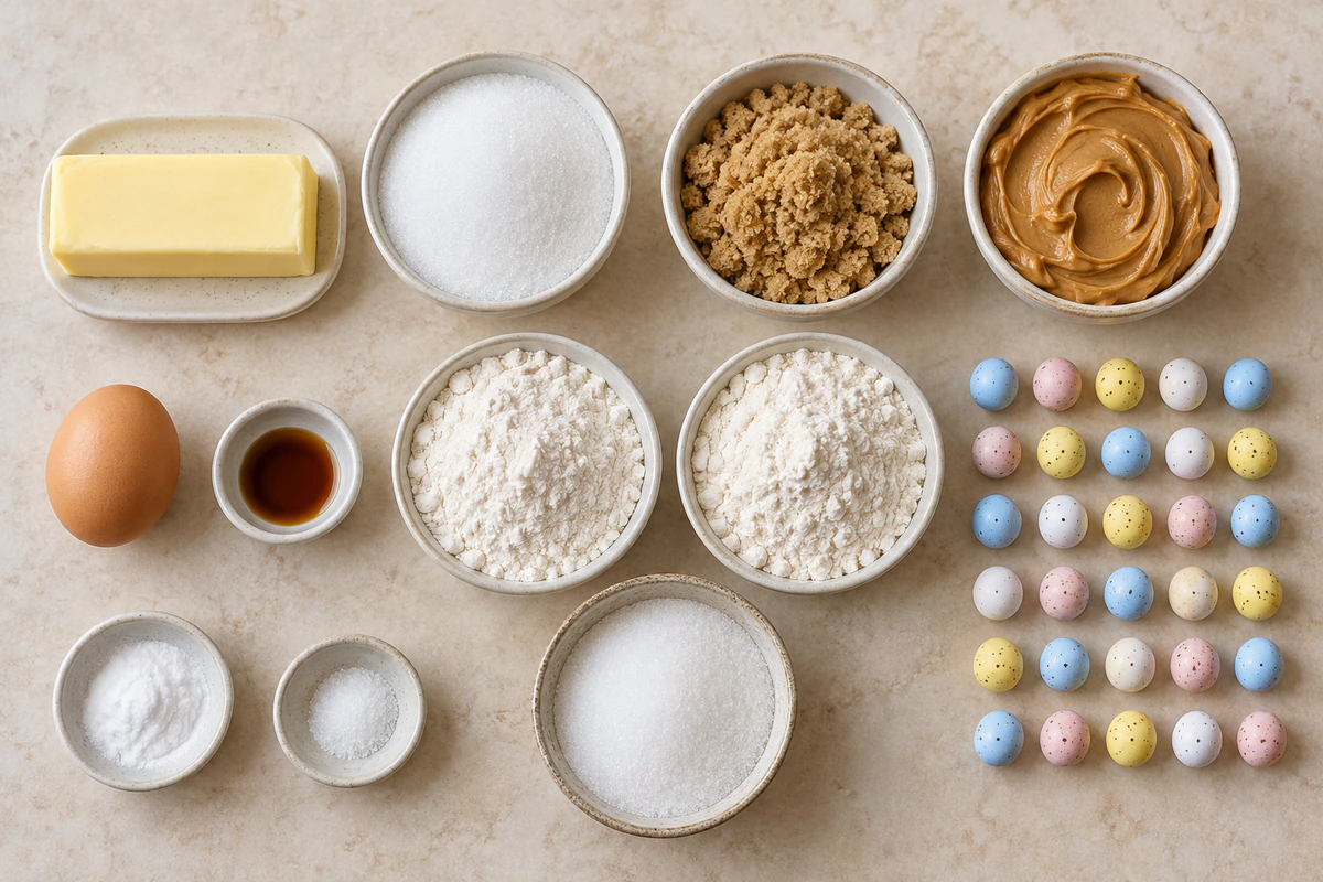 Exact measured ingredients for Cadbury Egg Kiss Cookies