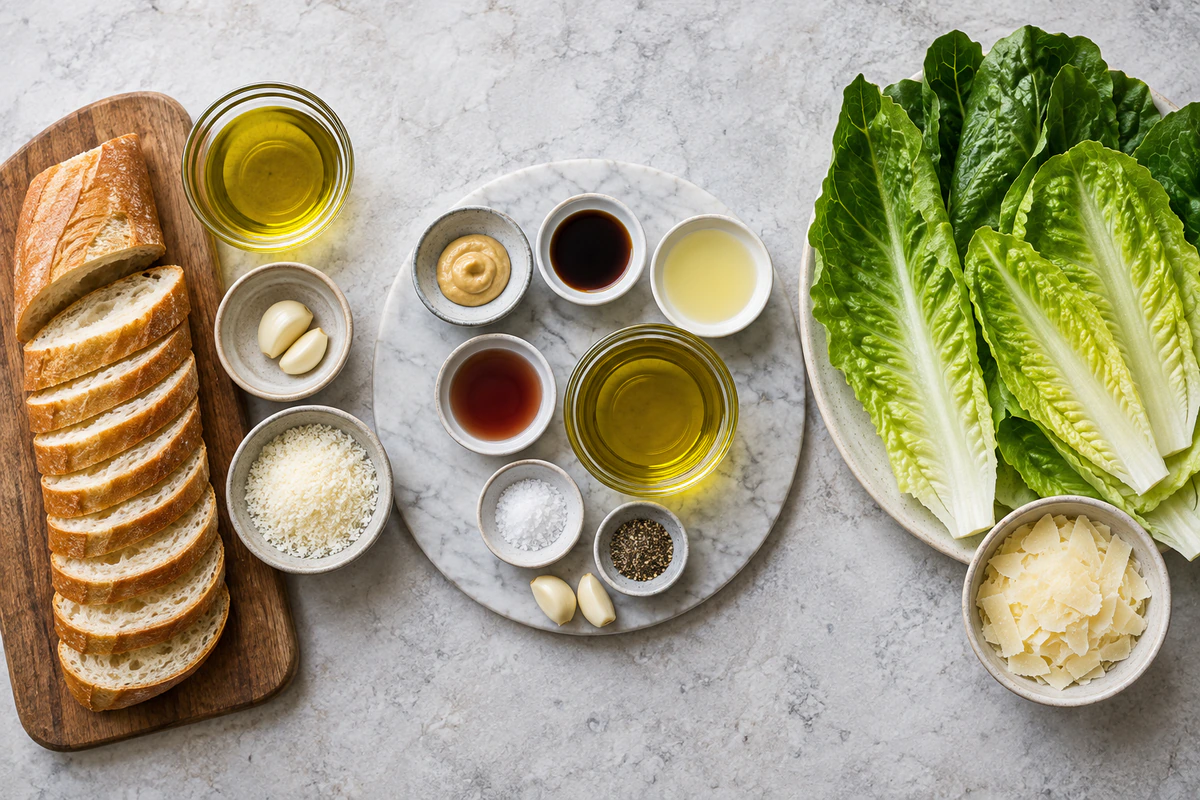 Exact measured ingredients for Classic Caesar Salad Dish