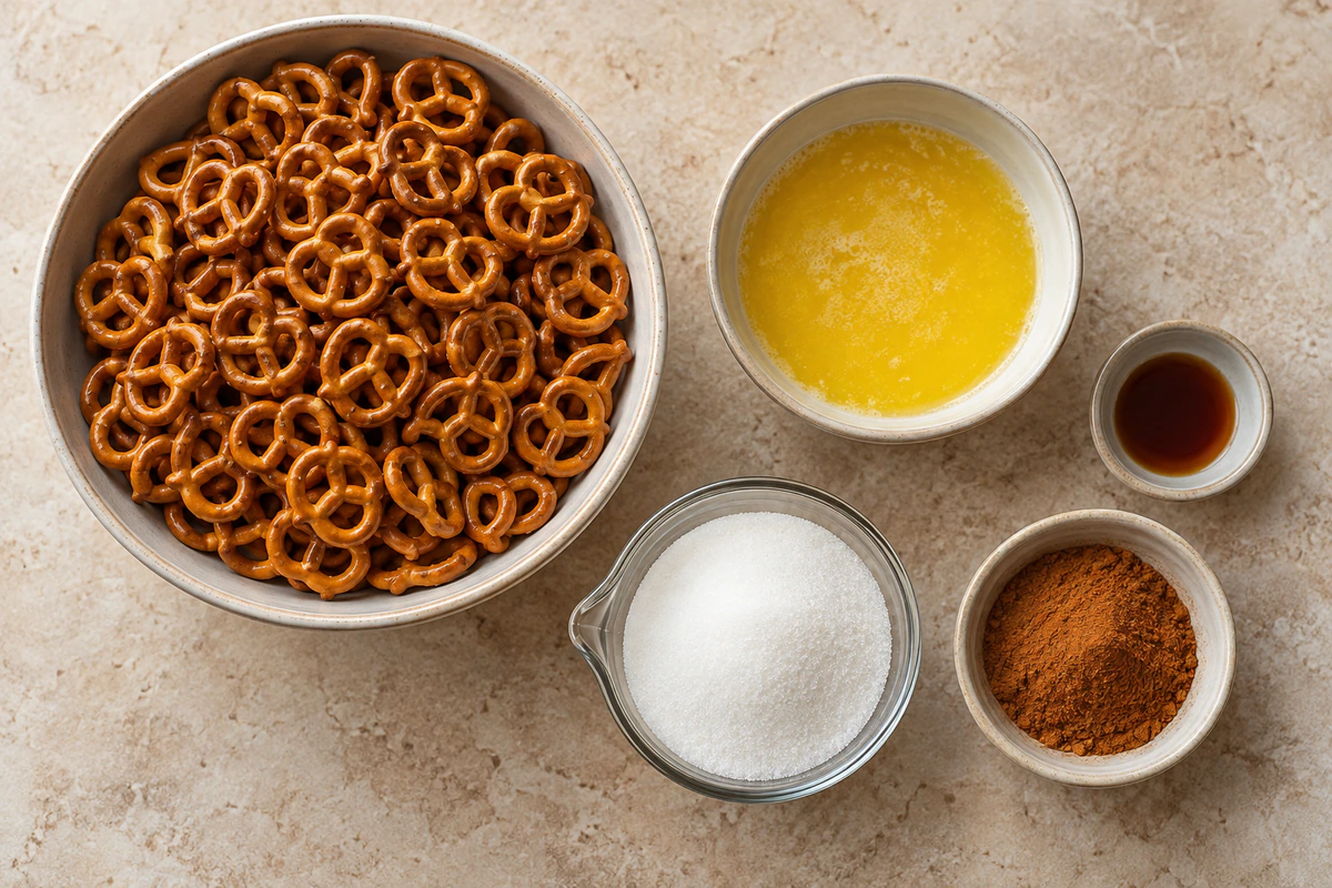Exact measured ingredients for Cinnamon Sugar Pretzels