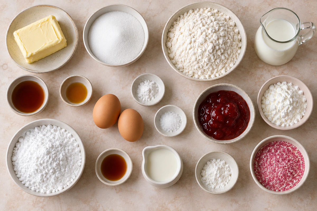 Exact measured ingredients for Strawberry Pop Tart Cookies