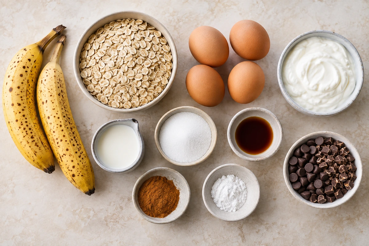 Exact measured ingredients for Gluten Free Banana Pancake Bake