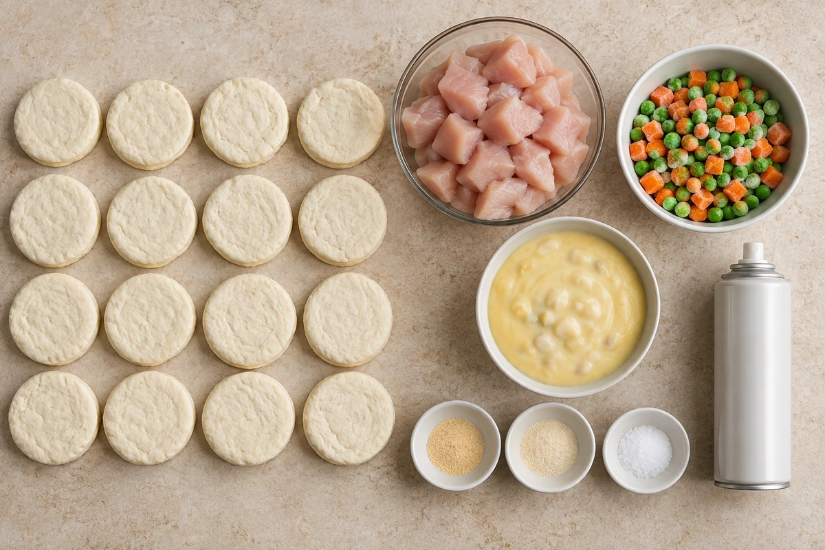 Exact measured ingredients for Mini Chicken Pot Pies