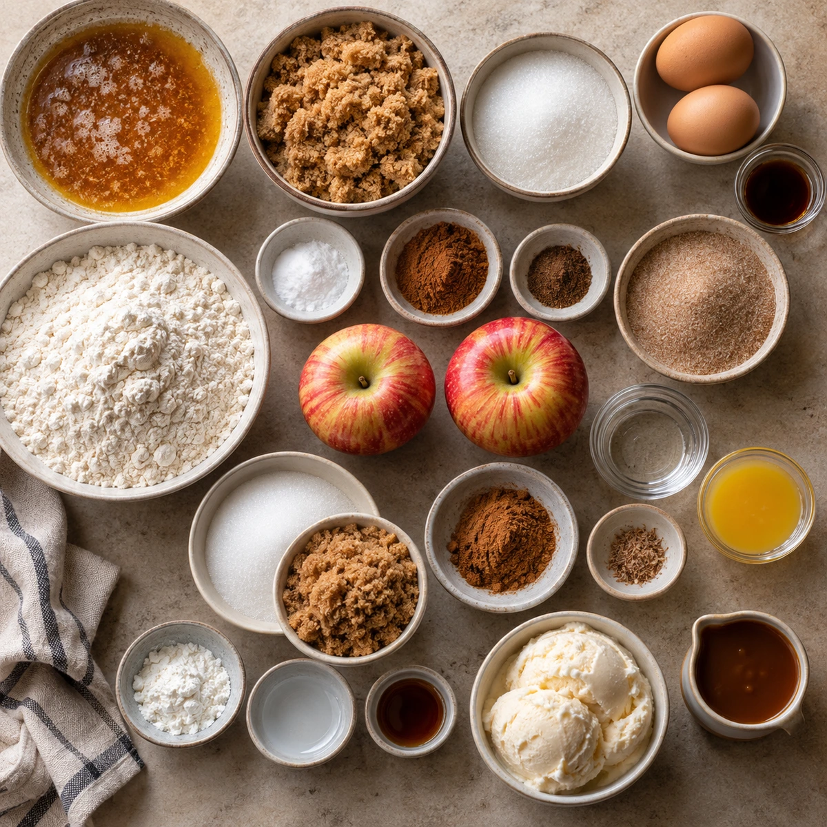 Exact measured ingredients for Caramel Apple Cookie Skillet