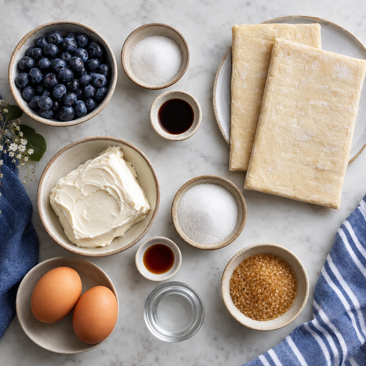 Exact measured ingredients for Swirled Blueberry Cream Cheese Danish