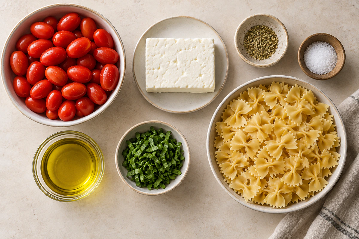 Exact measured ingredients for Baked Feta Pasta