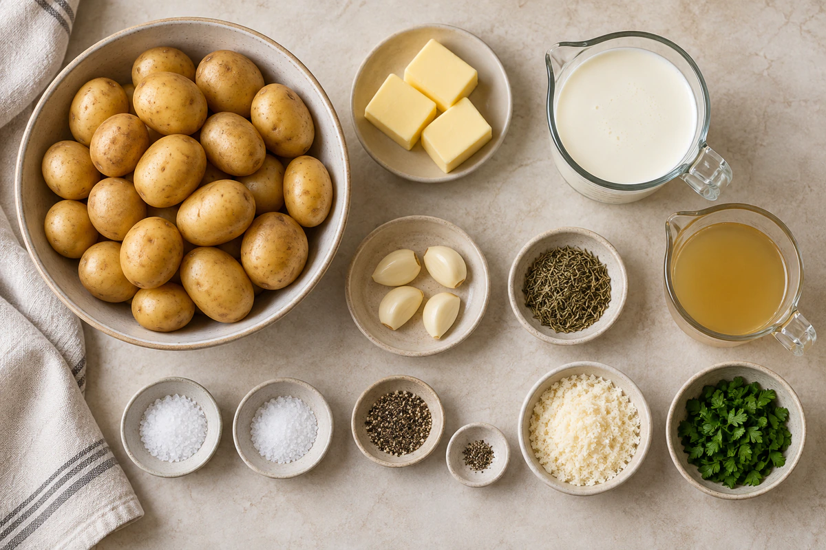 Exact measured ingredients for Creamy Garlic Sauce Potatoes