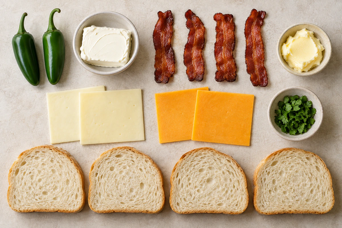 Exact measured ingredients for Jalapeño Popper Grilled Cheese