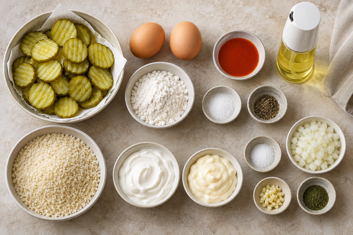 Exact measured ingredients for Air Fryer Fried Pickles