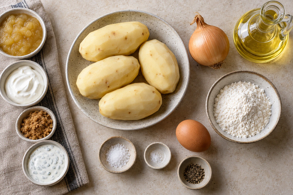 Exact measured ingredients for German Potato Pancakes