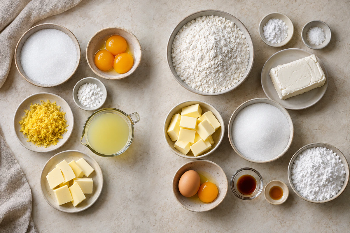 Exact measured ingredients for Lemon Bar Butter Cookies