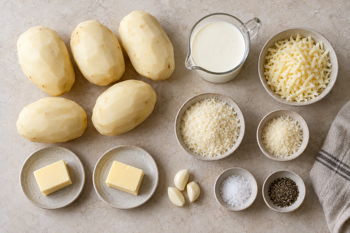 Exact measured ingredients for Potatoes Au Gratin