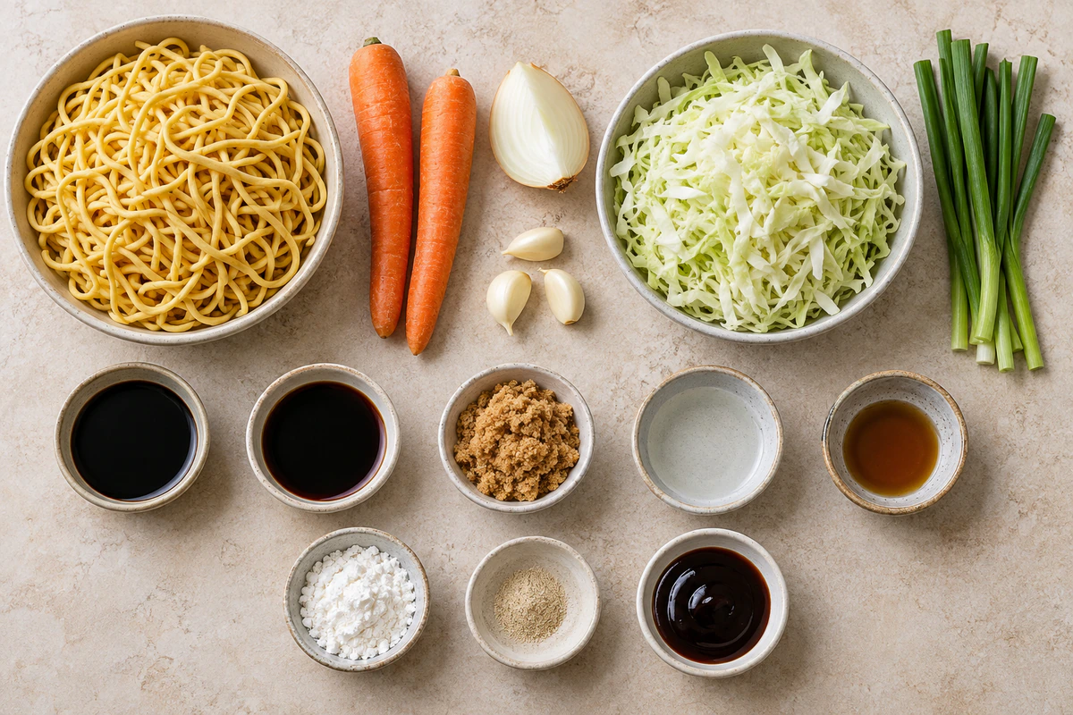 Exact measured ingredients for Easy 15-Minute Lo Mein