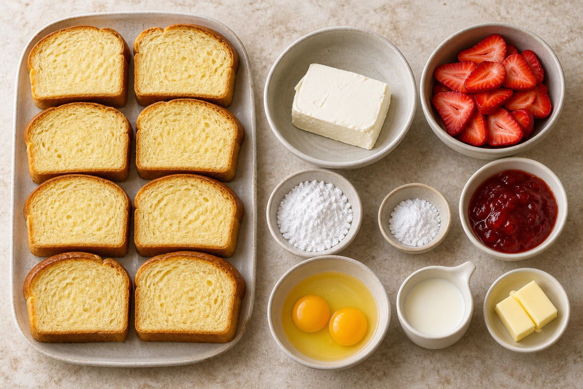 Exact measured ingredients for Fried Strawberry Cheesecake Sandwiches