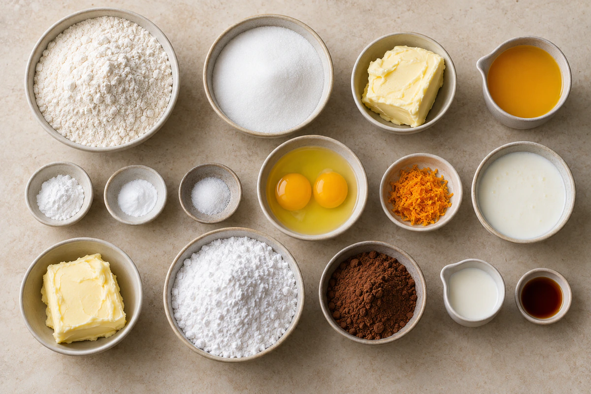 Exact measured ingredients for Orange Chocolate Cupcakes