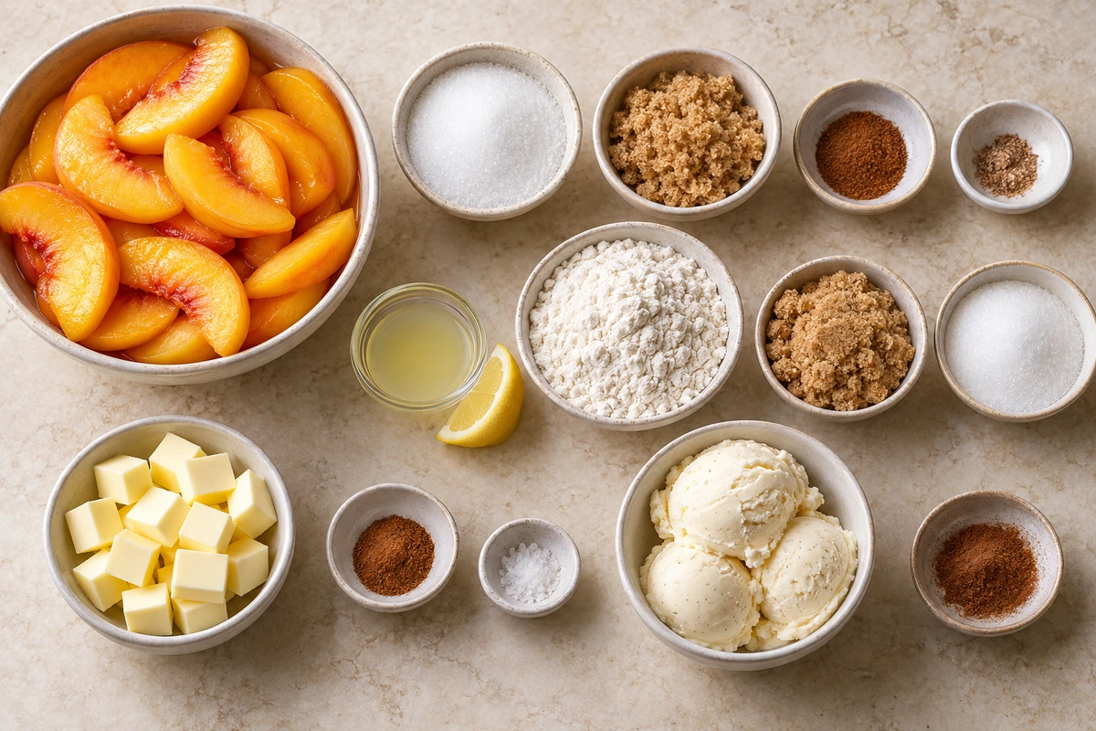 Exact measured ingredients for Classic Peach Cobbler Parfait
