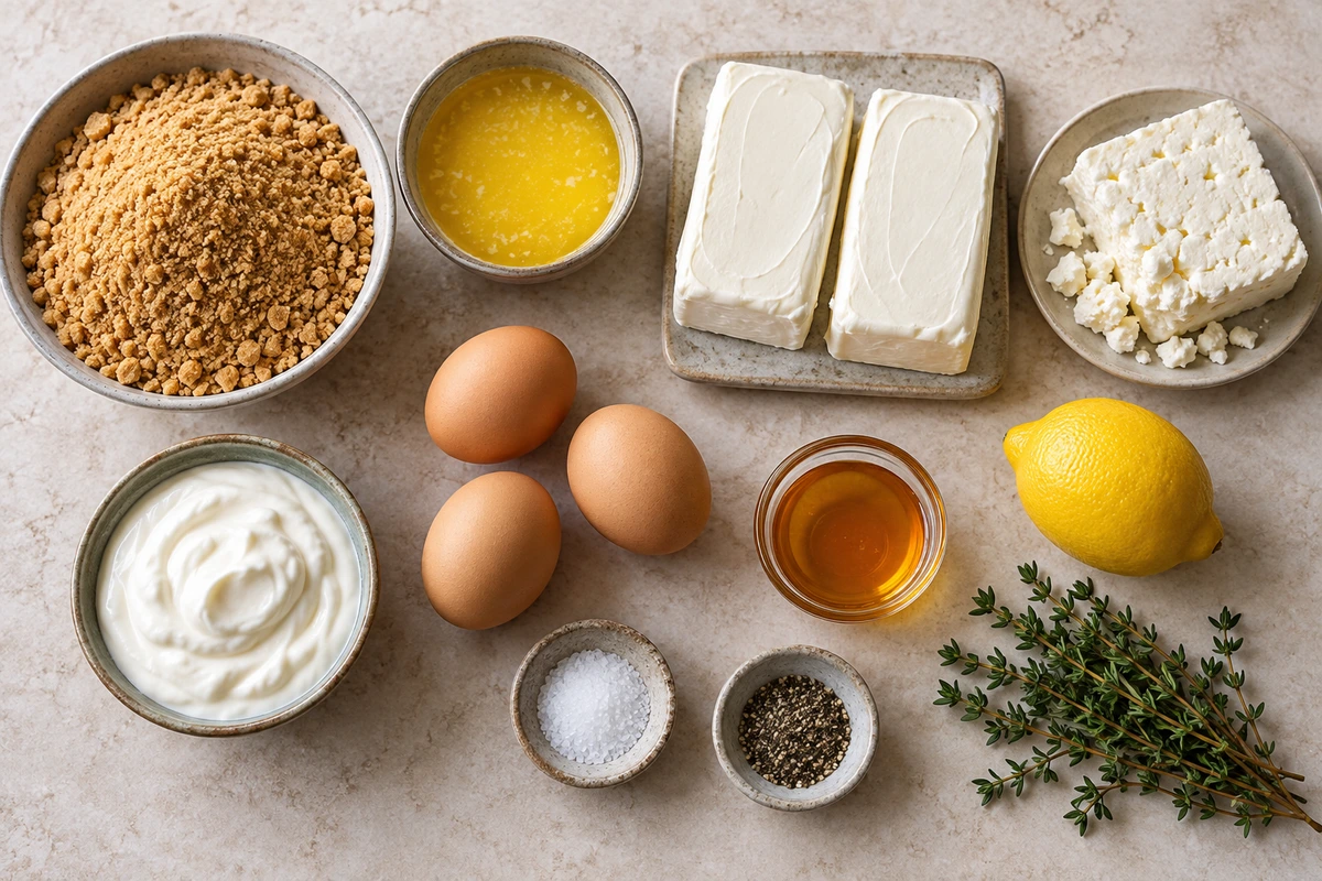 Exact measured ingredients for Feta Cheesecake