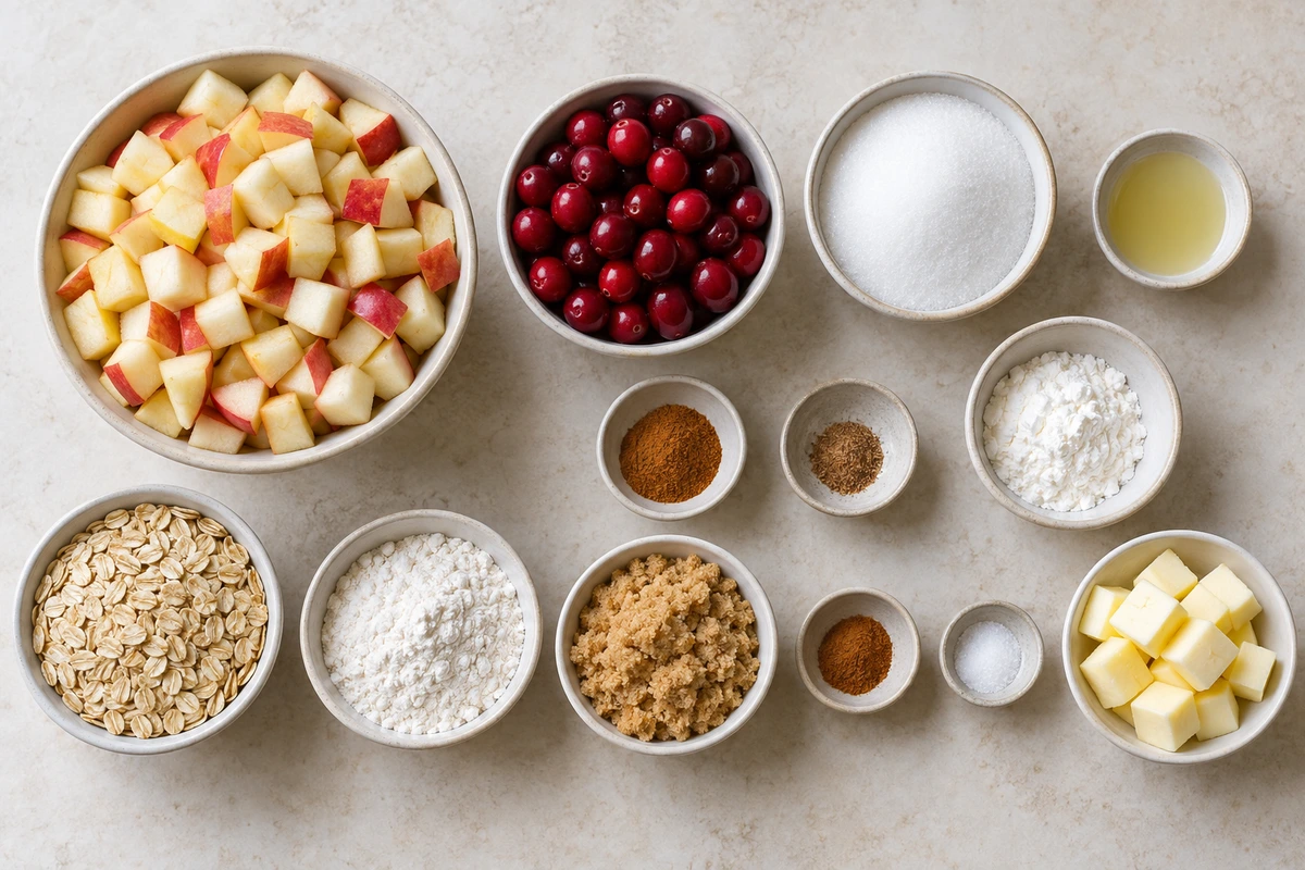 Exact measured ingredients for Cranberry Apple Crumble