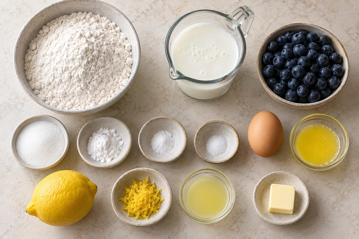 Exact measured ingredients for Lemon Blueberry Pancakes