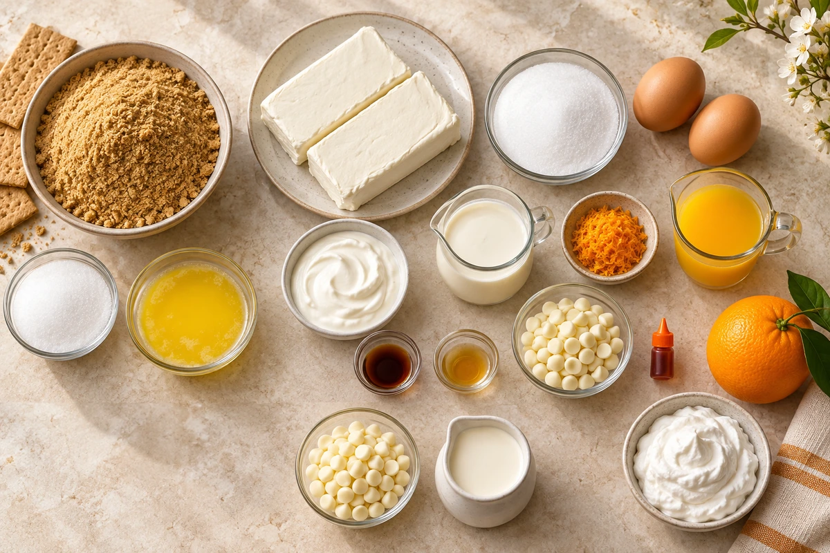 Exact measured ingredients for Orange Creamsicle Cheesecake