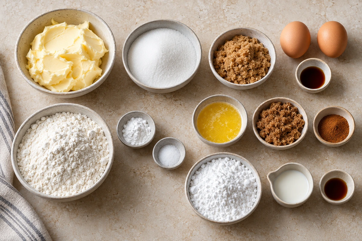 Exact measured ingredients for Cinnamon Roll Cookies