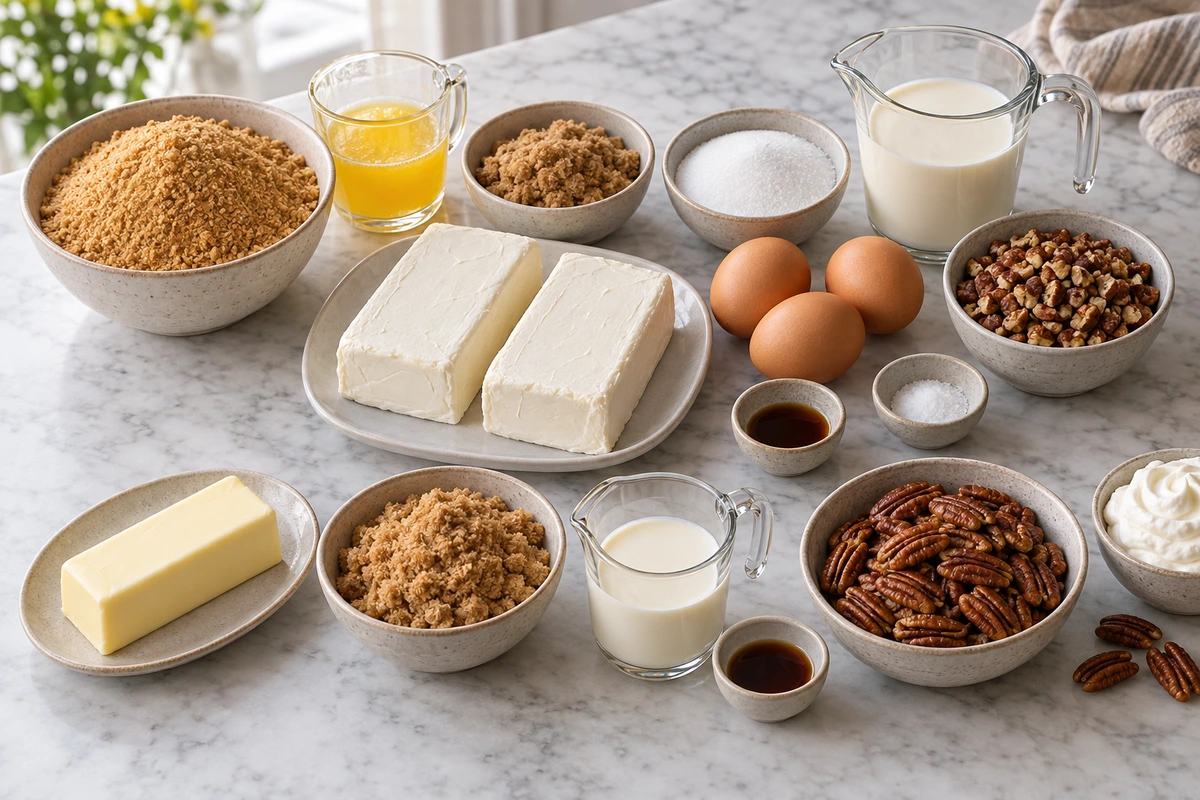 Exact measured ingredients for Butter Pecan Cheesecake
