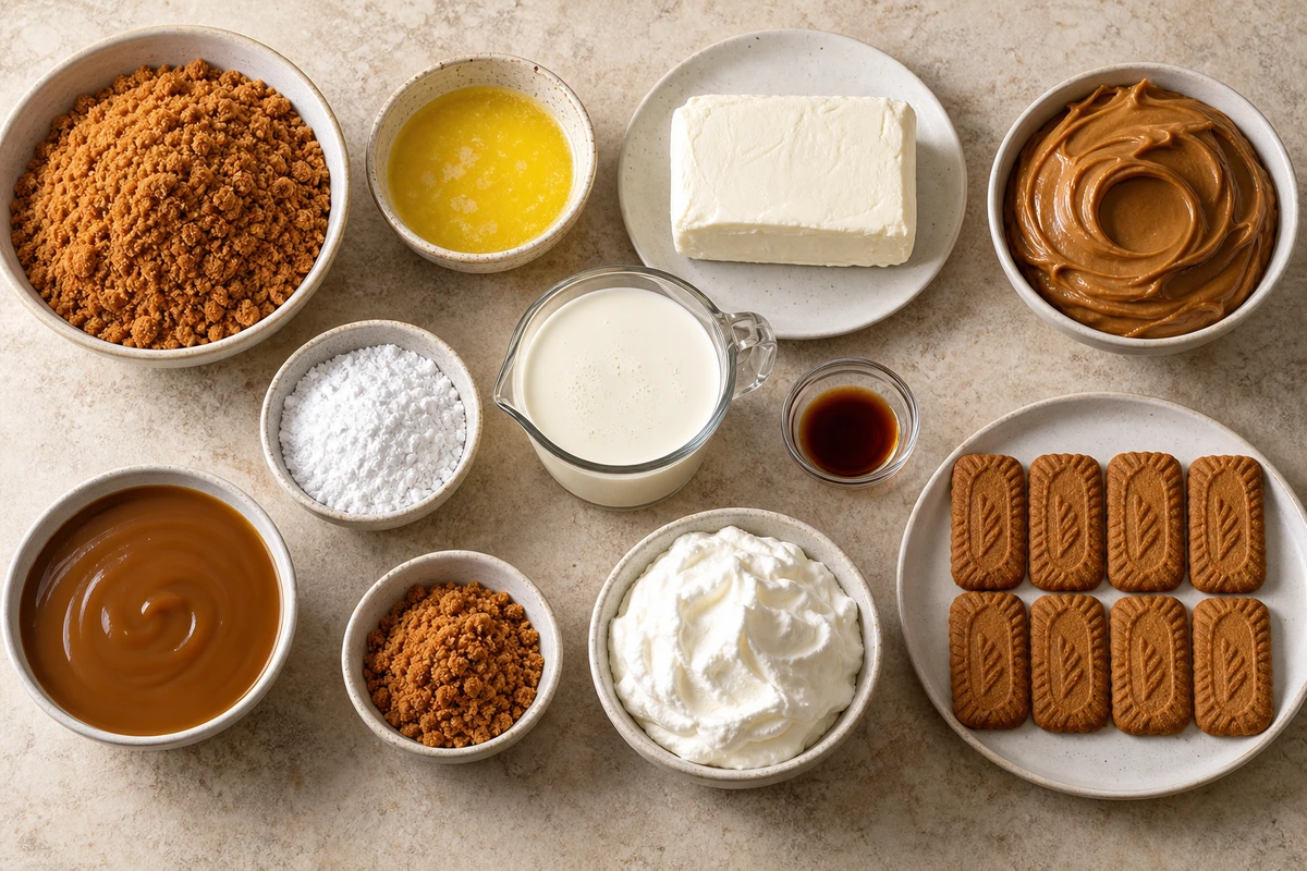 Exact measured ingredients for Mini Cookie Butter Cheesecake Cups