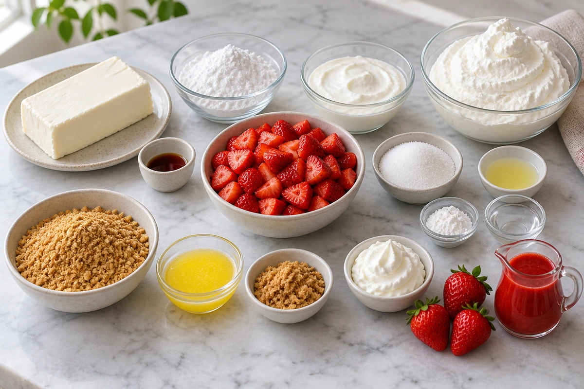 Exact measured ingredients for Strawberry Cheesecake Cups