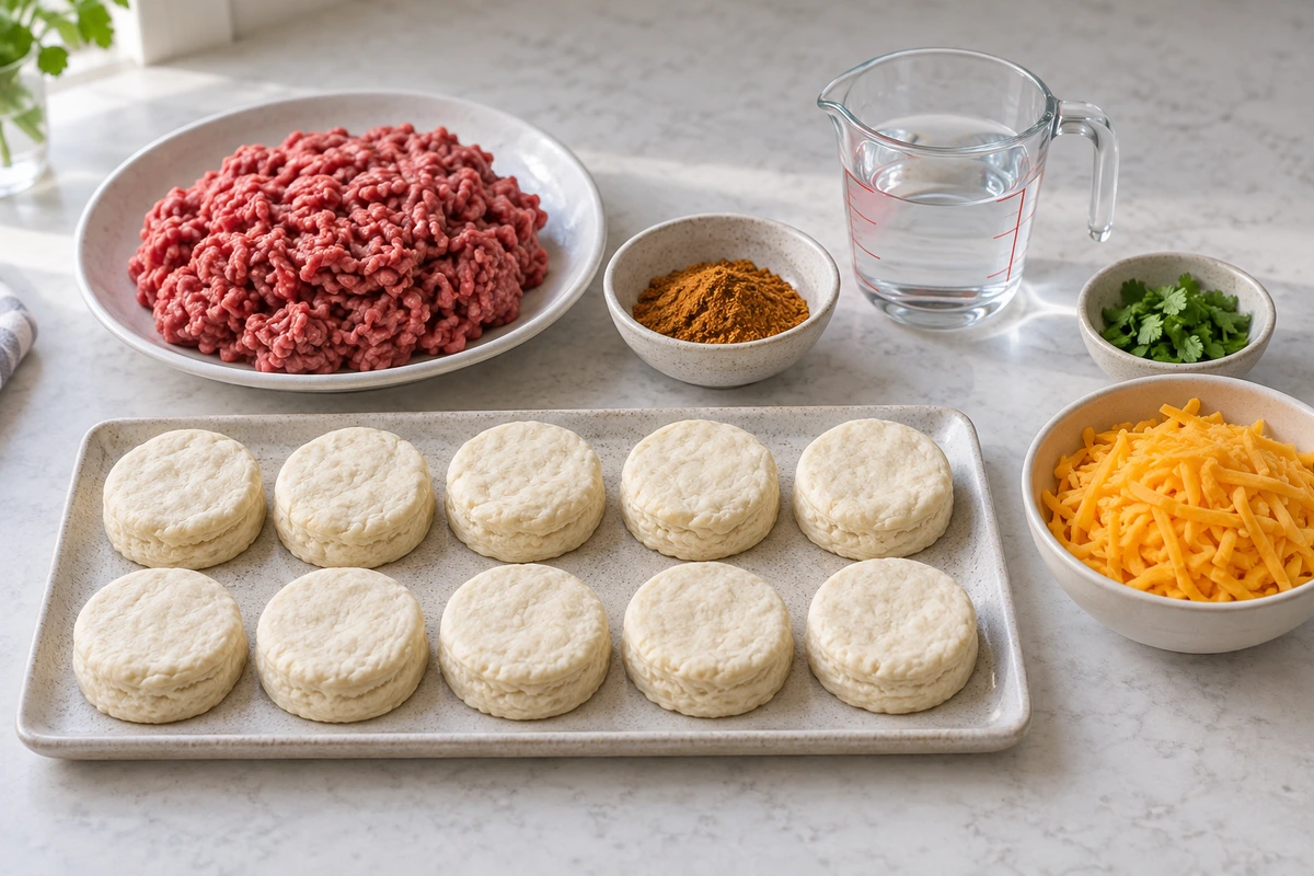 Exact measured ingredients for Taco Biscuit Cups