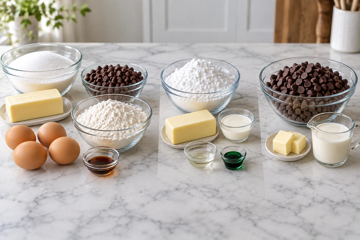 Exact measured ingredients for Mint Chocolate Brownies