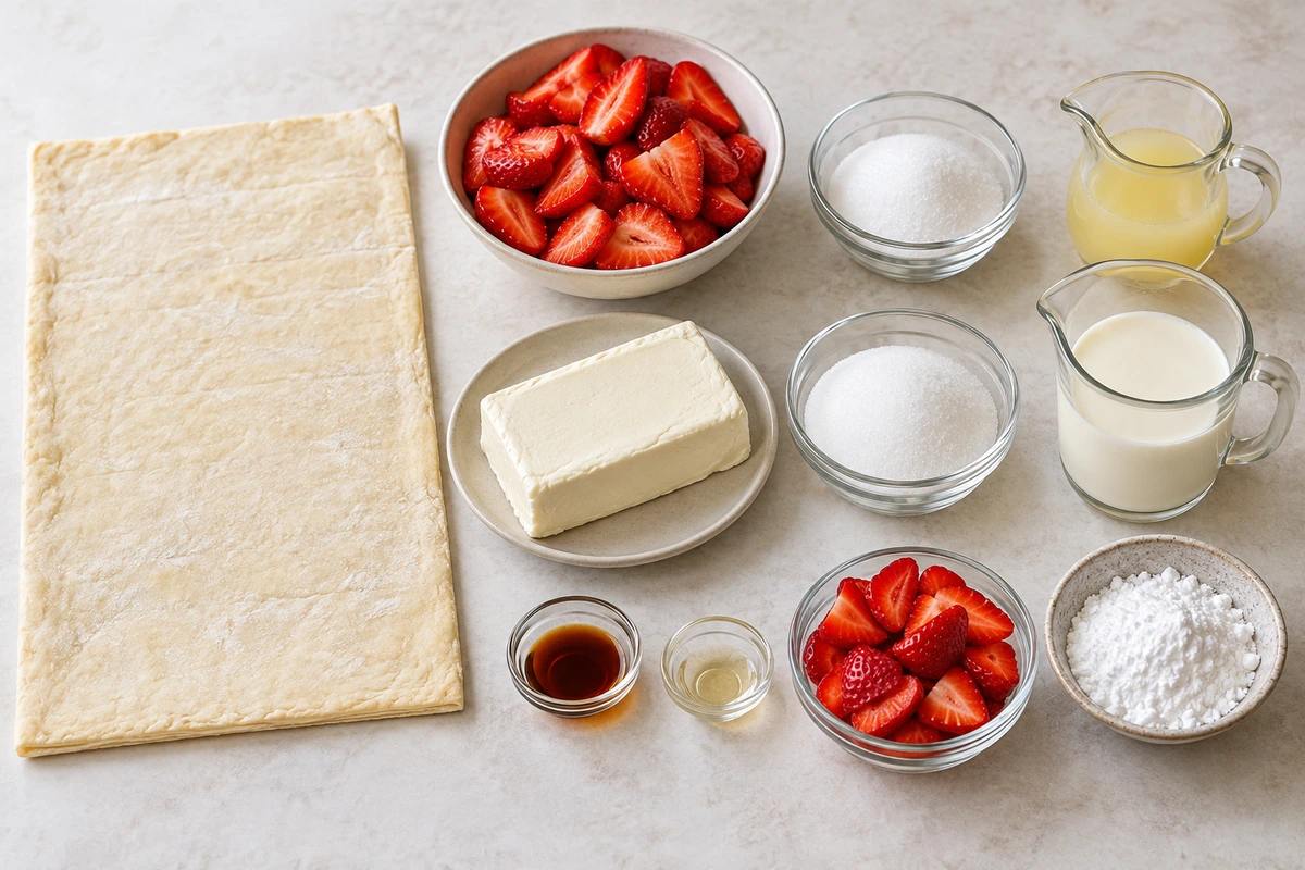 Exact measured ingredients for Strawberry Flaky Puffs