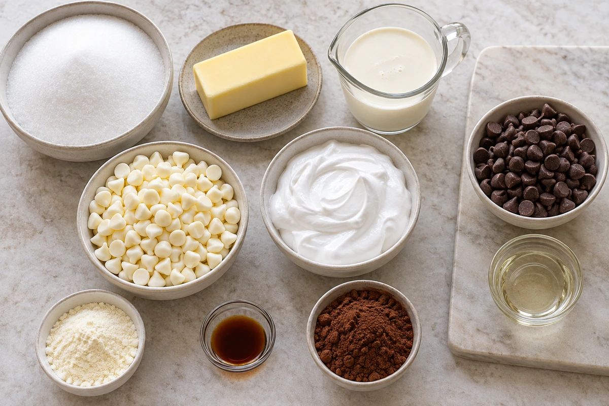 Exact measured ingredients for Boston Cream Pie Fudge