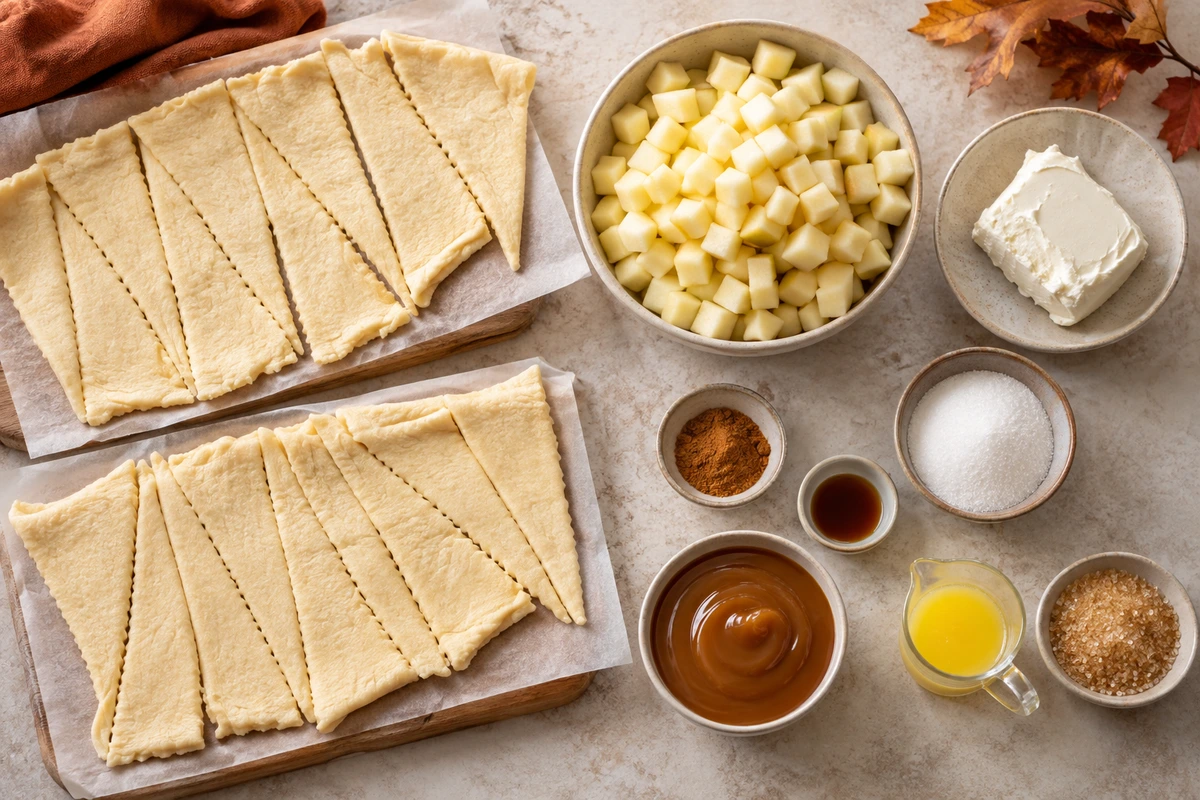 Exact measured ingredients for Caramel Apple Cream Cheese Crescent Ring