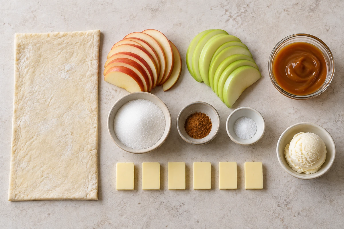 Exact measured ingredients for Caramel Apple Puff Pastries