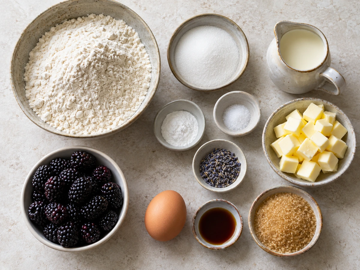 Exact measured ingredients for Blackberry Lavender Scones