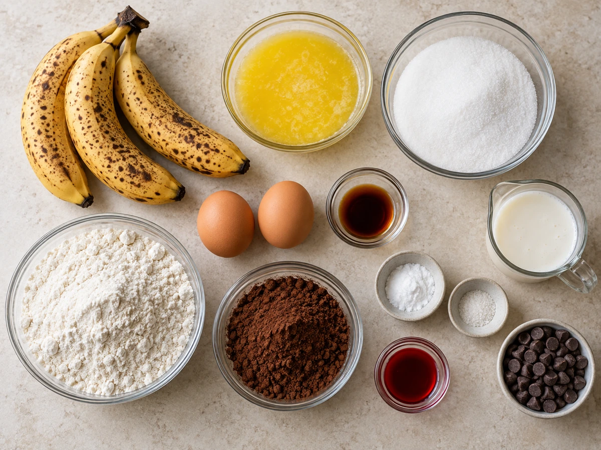 Exact measured ingredients for Red Velvet Banana Bread