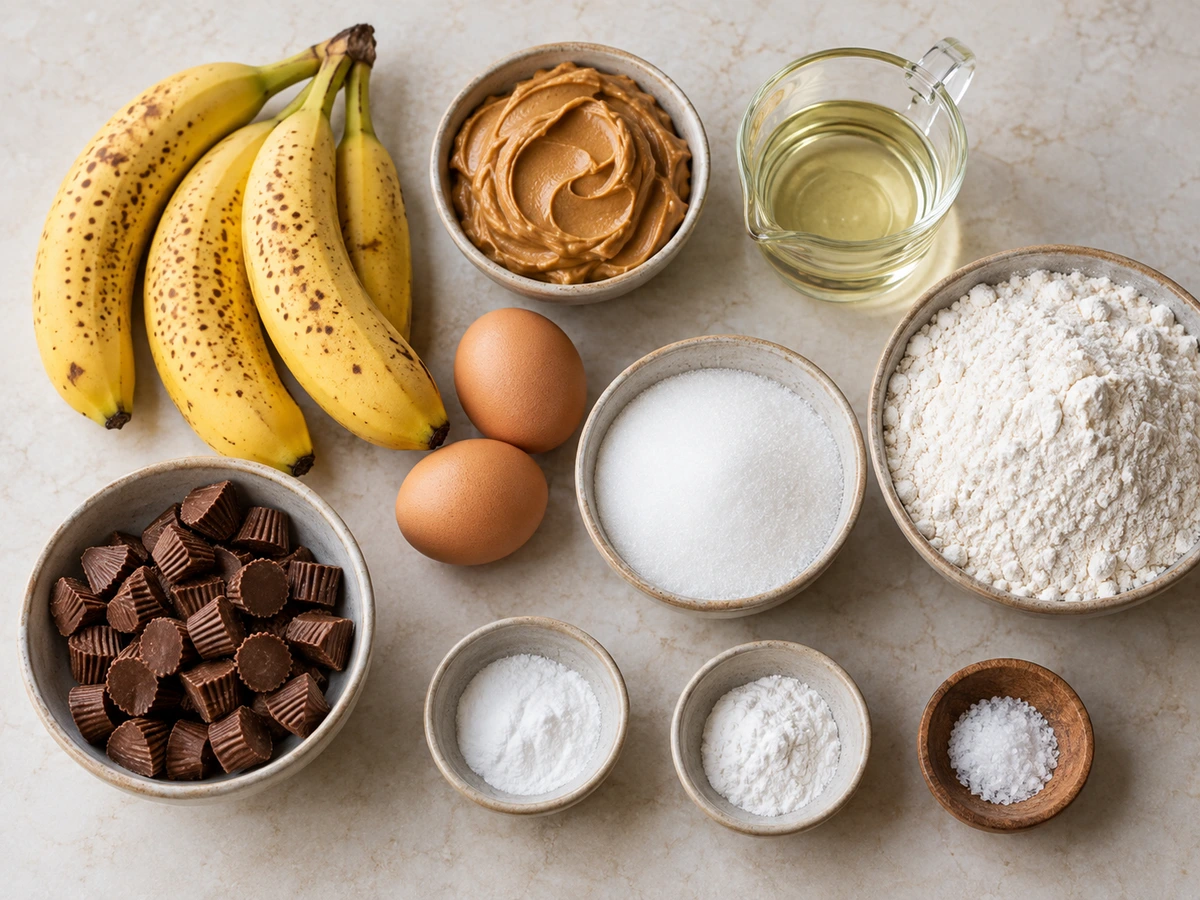 Exact measured ingredients for Reeses Peanut Butter Banana Bread