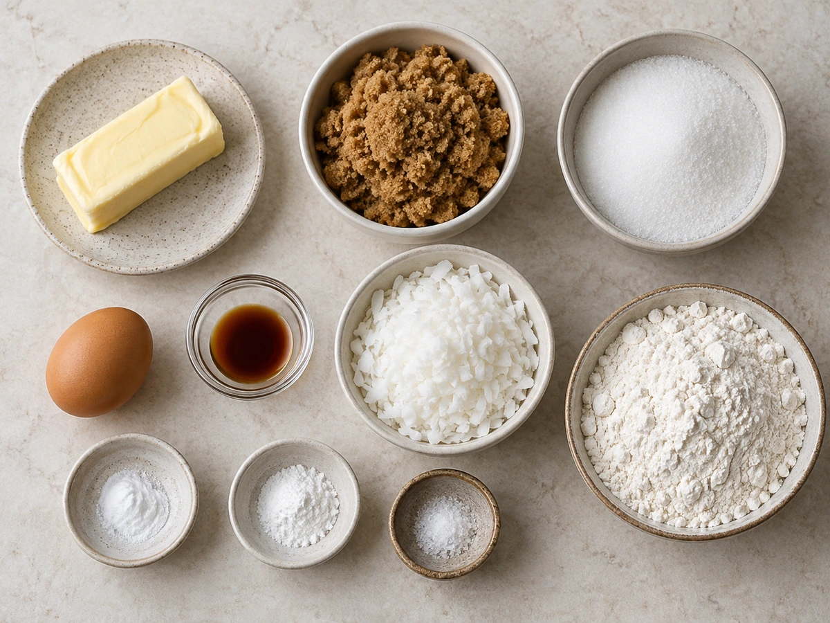 Exact measured ingredients for Chewy Coconut Cookies