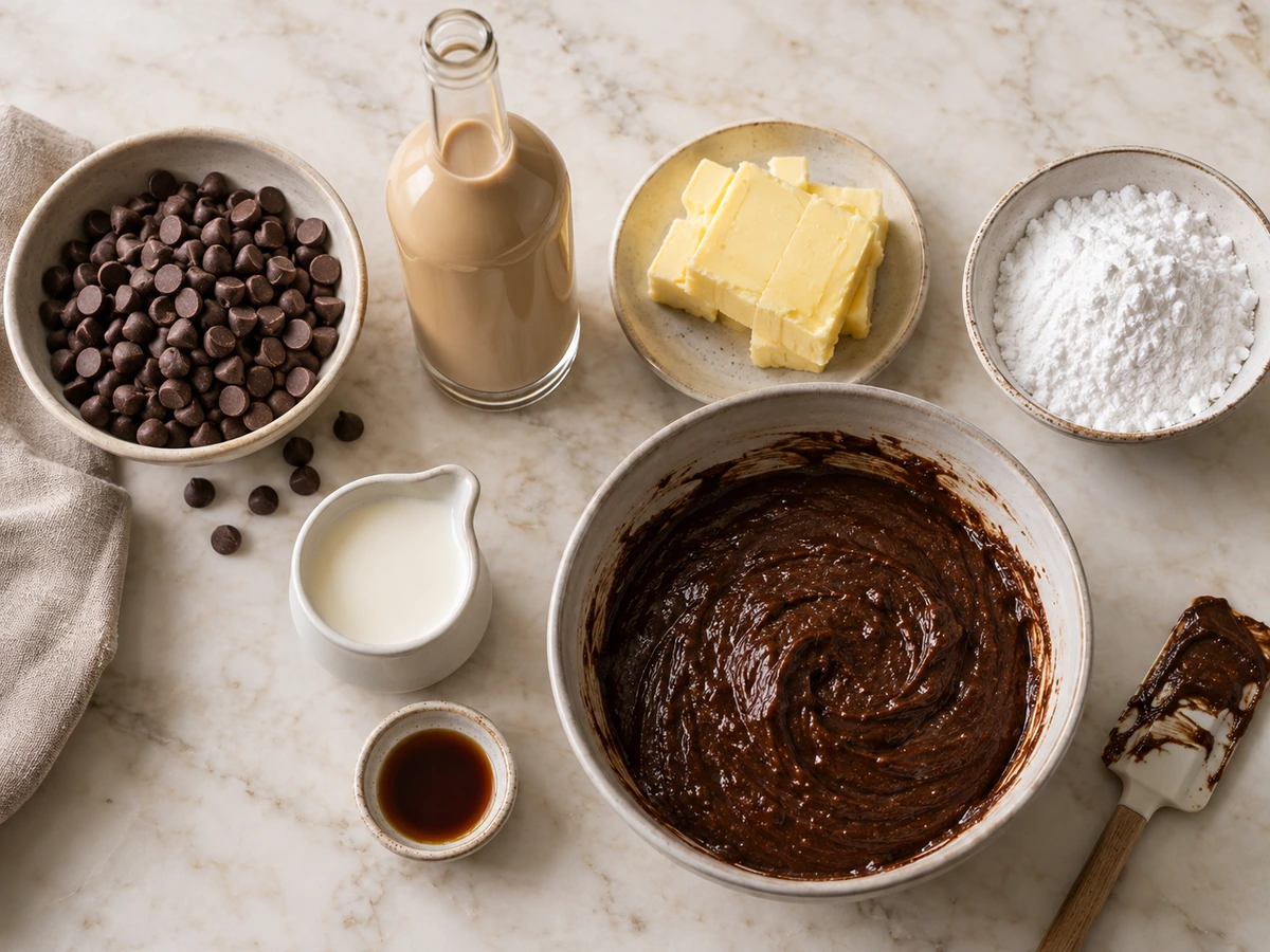 Exact measured ingredients for Baileys Brownies