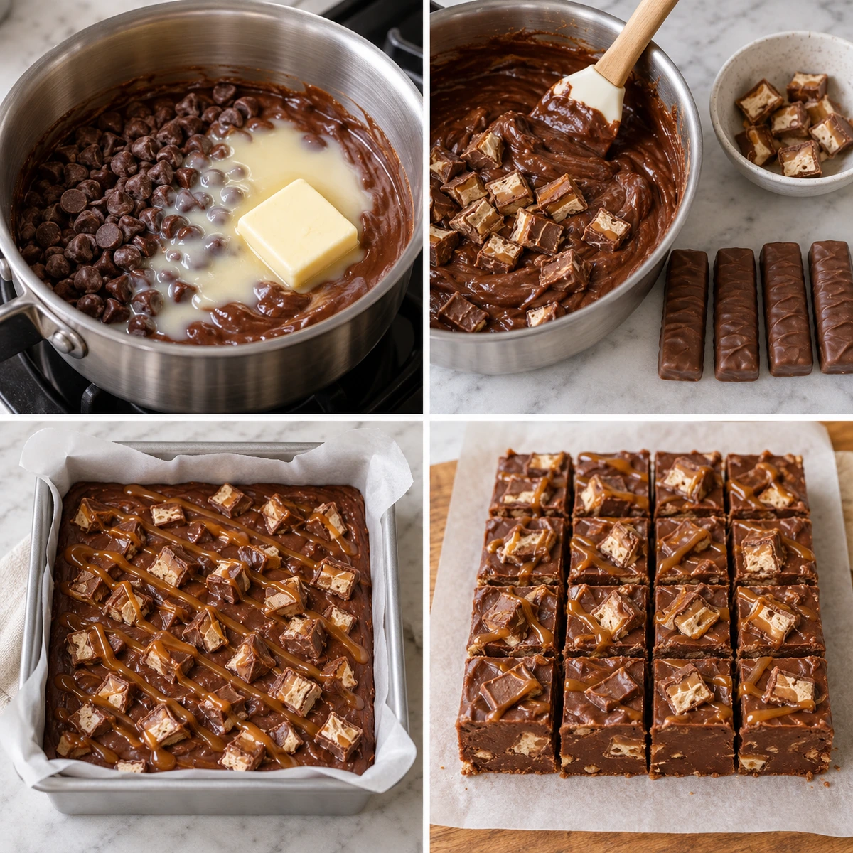 Four chronological preparation stages for Milky Way Fudge