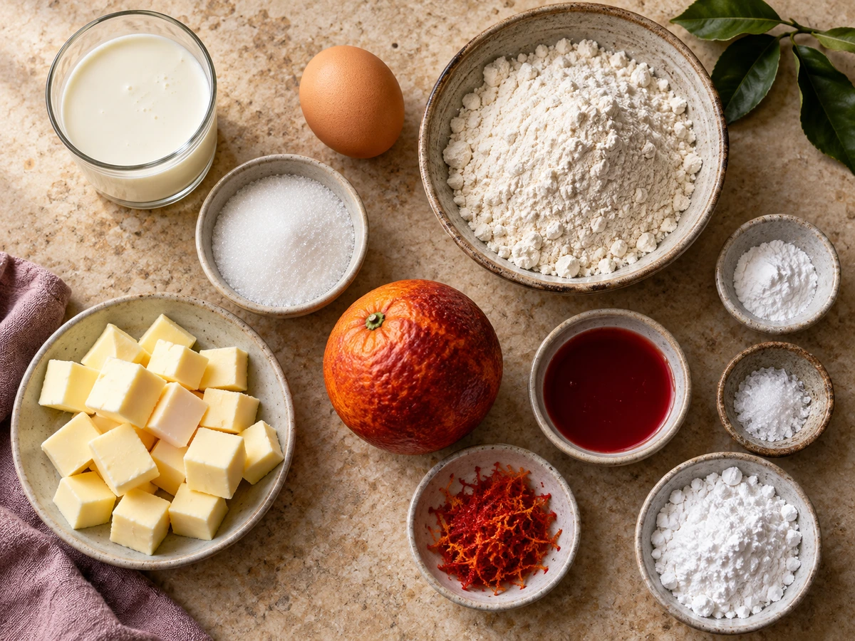 Exact measured ingredients for Blood Orange Scones