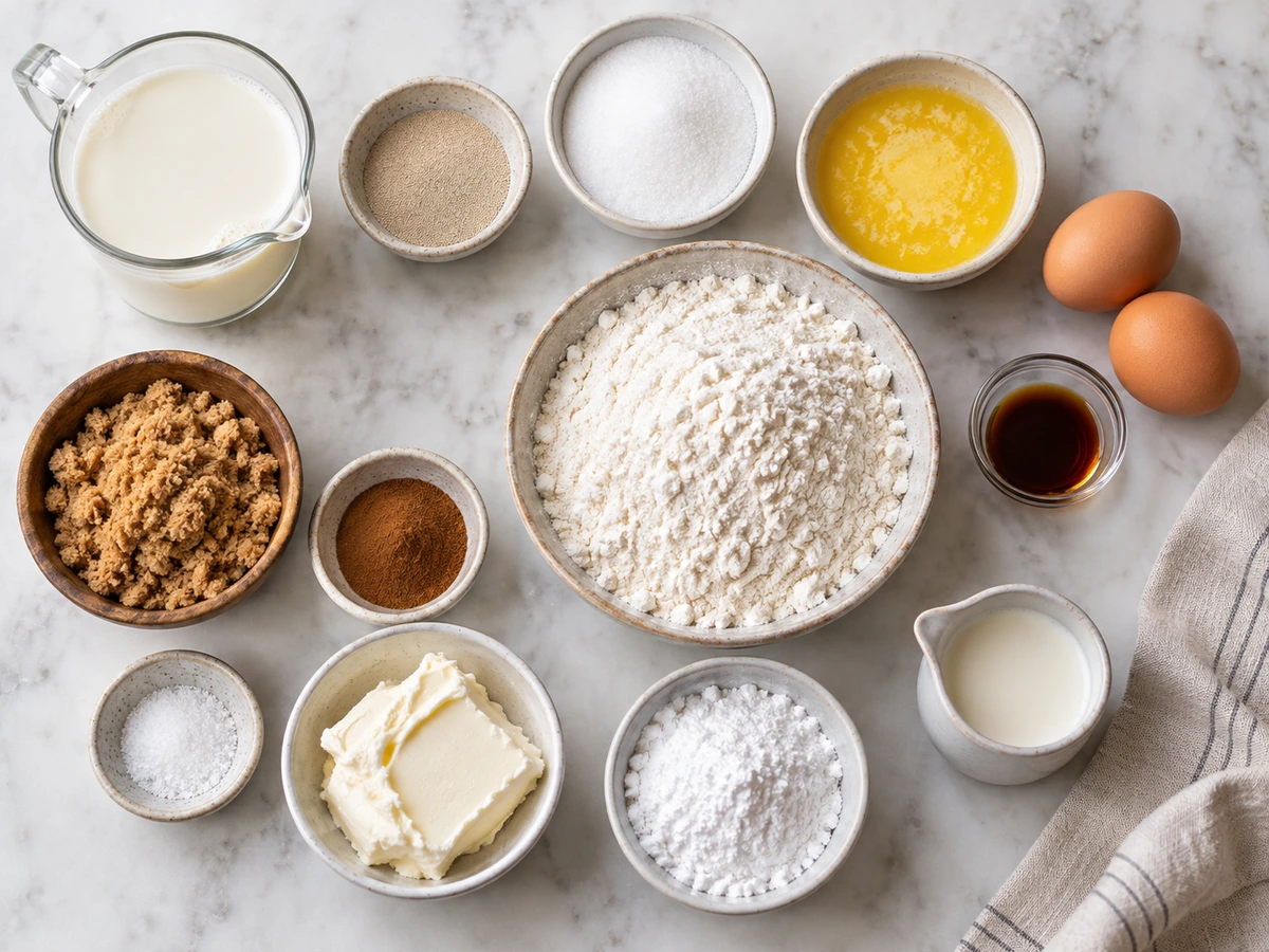 Exact measured ingredients for Cinnamon Rolls