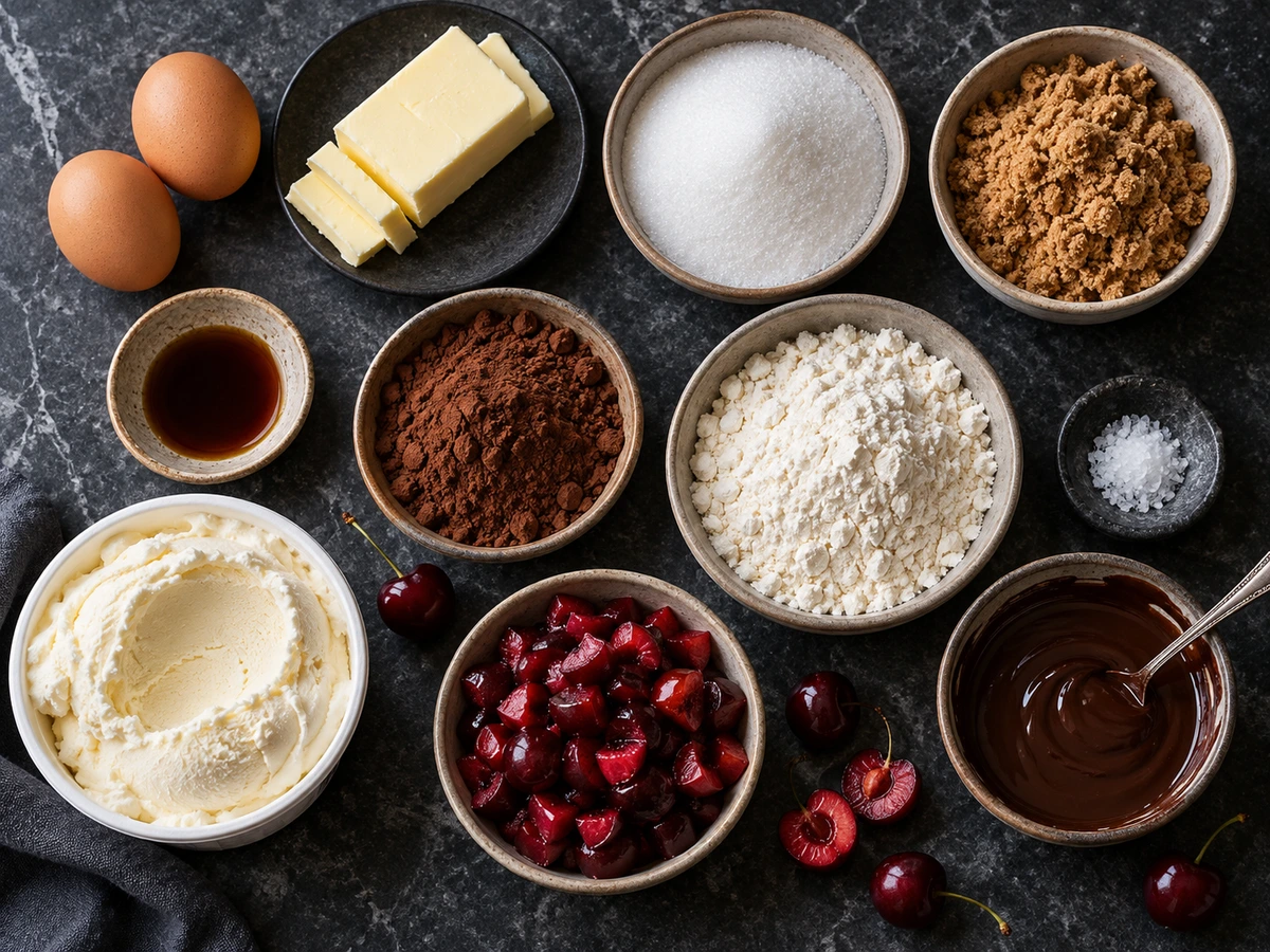 Exact measured ingredients for Cherry Brownie Ice Cream Sandwiches