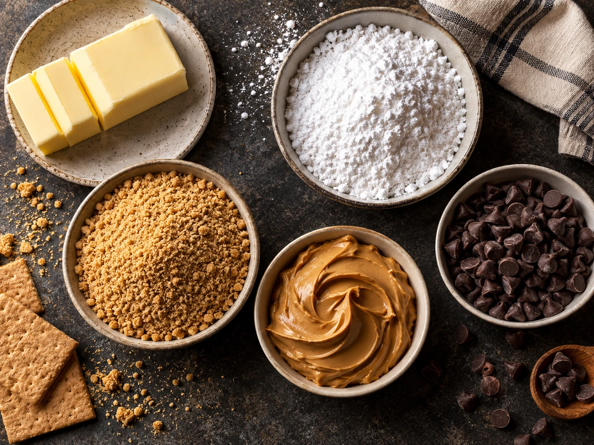 Exact measured ingredients for Chocolate Peanut Butter Bars