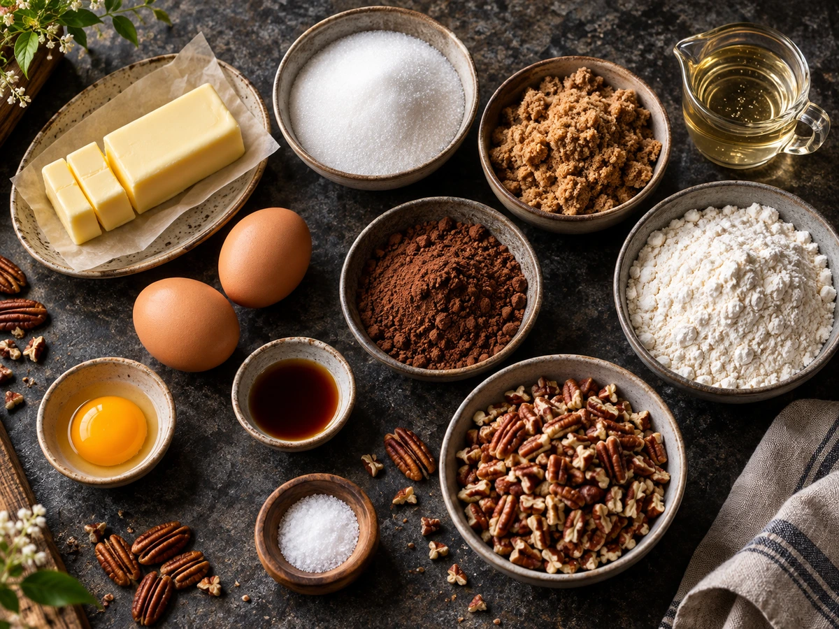 Exact measured ingredients for Pecan Pie Brownies