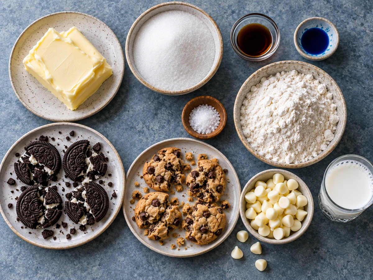 Exact measured ingredients for Cookie Monster Edible Cookie Dough