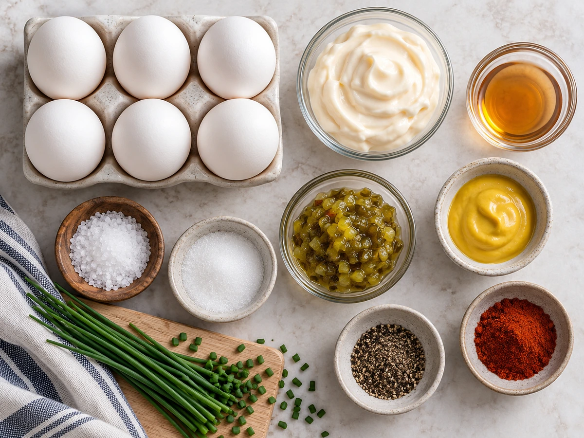 Exact measured ingredients for Deviled Eggs