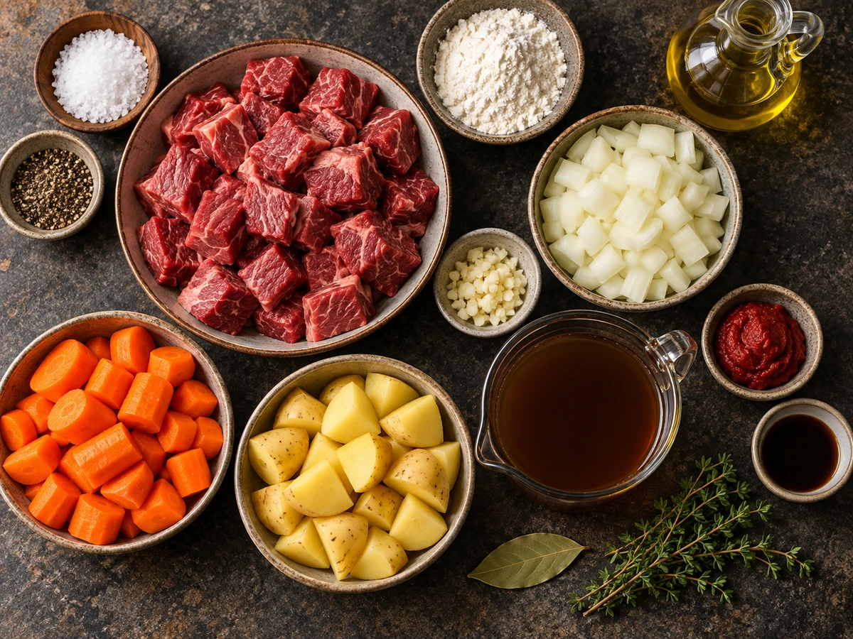 Exact measured ingredients for Easy Homemade Beef Stew