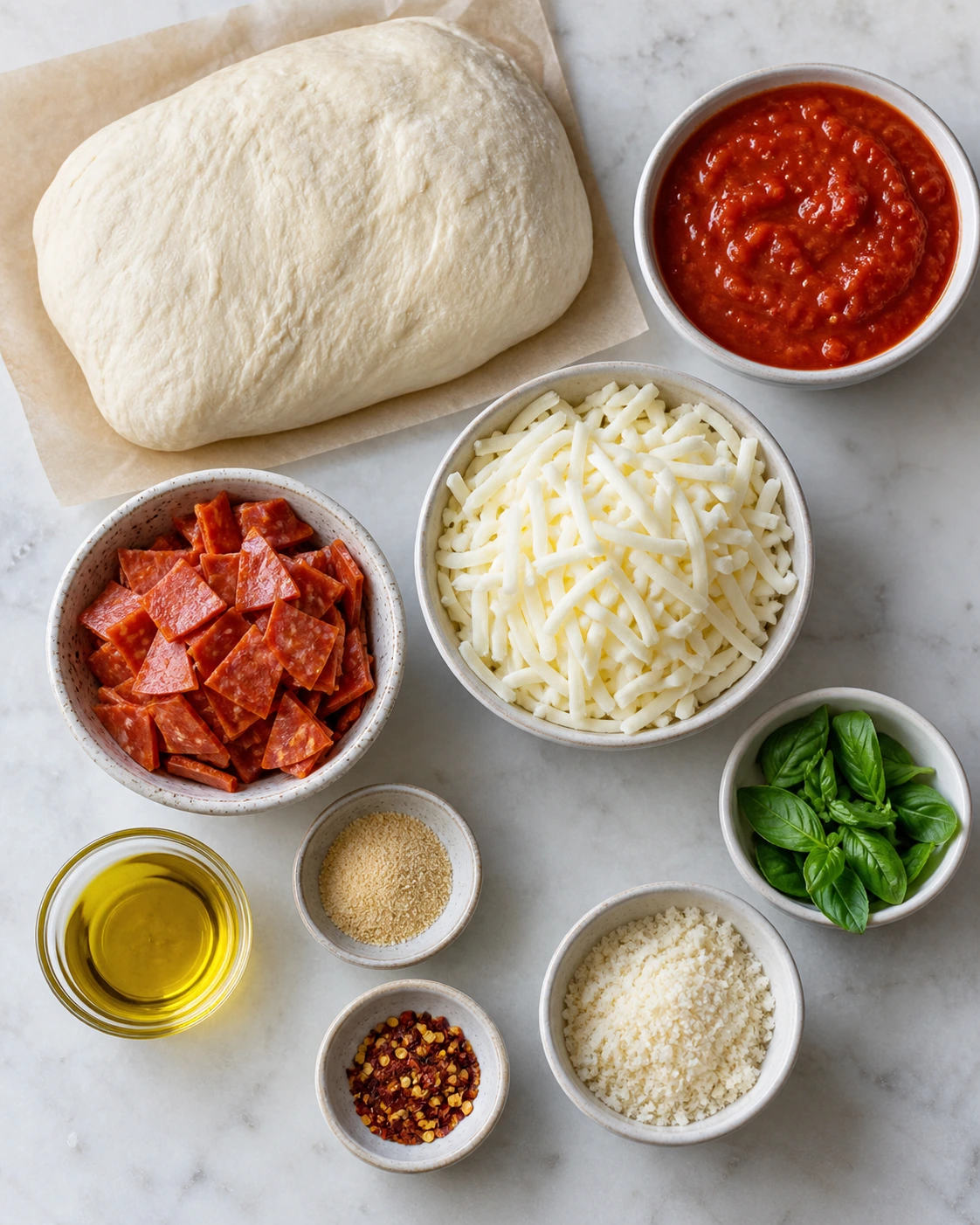 Exact measured ingredients for Cheesy Pepperoni Pizza Bombs Recipe