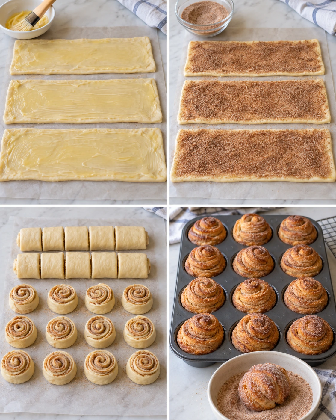 Four chronological preparation stages for Cruffin