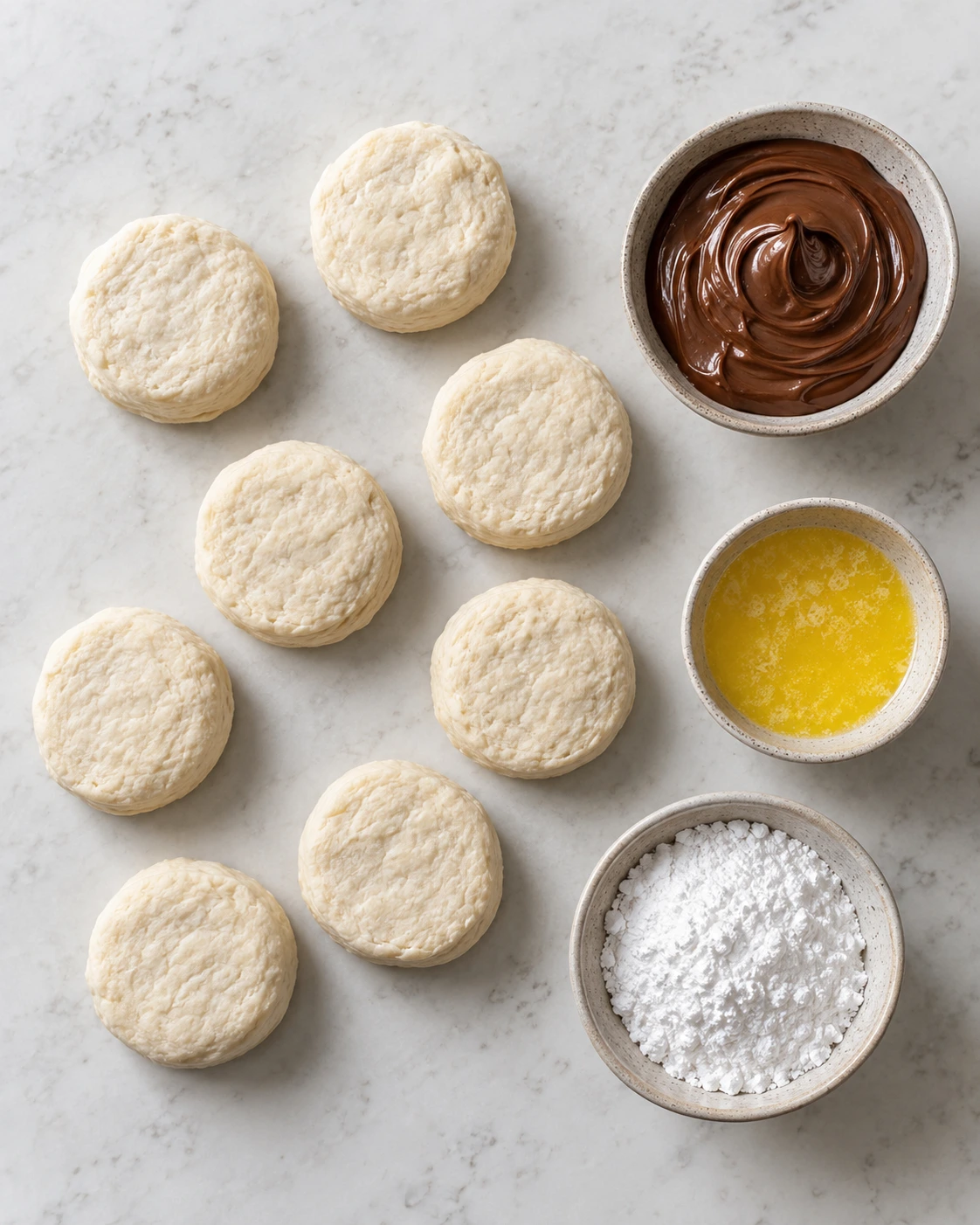 Exact measured ingredients for Air Fryer Nutella Bombs